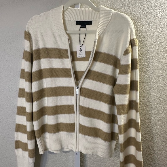 Sanctuary Women's Cardigan with Cream and Tan Stripes - Picture 1 of 3
